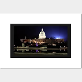 Captial Building at Night - Washington D.C. Posters and Art